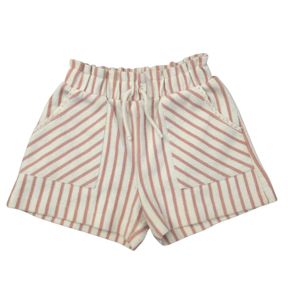 Zara Pink & Cream Stripe Ruffle Girls Shorts Size 7